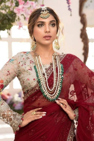 Maroon Multi Chiffon Saree