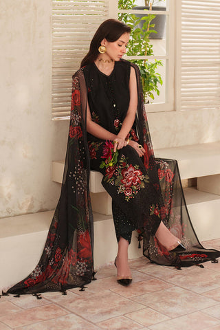 Baroque Black Embroidered Lawn