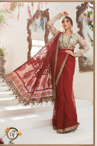 Maroon Multi Chiffon Saree